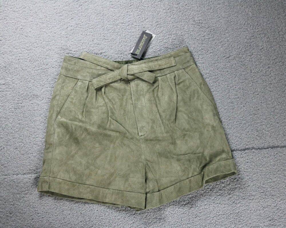 New Blank NYC Shorts 29 Suede Green Rosemary Paperbag Lined Zip